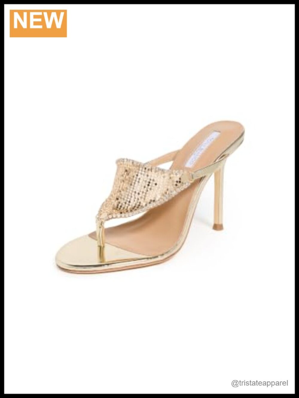 Glitter Gold Mesh Stiletto Sandals Party Heels Crystal Trim